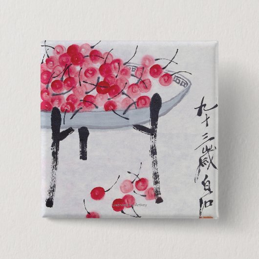 Badge Carré 5 Cm Cerises (Devant)