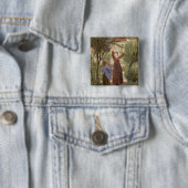 Badge Carré 5 Cm Cerises de cueillette (En situation)