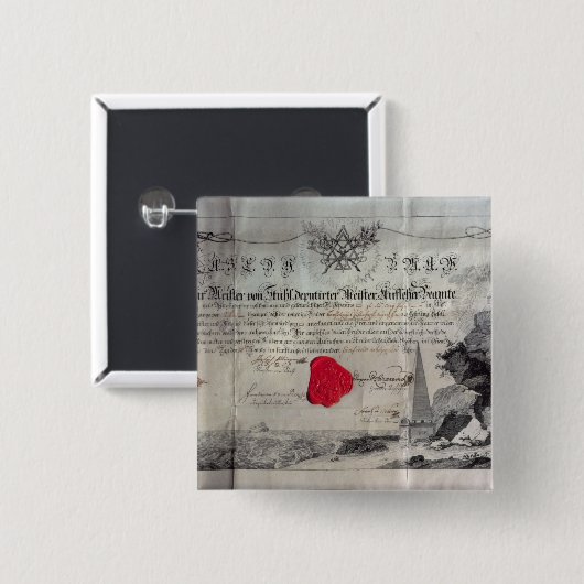 Badge Carré 5 Cm Certificat maçonnique, 1785 (Devant & derrière)