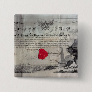 Badge Carré 5 Cm Certificat maçonnique, 1785