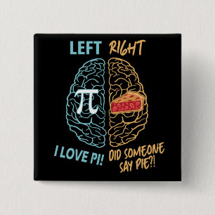 Badge Carré 5 Cm Cerveau gauche Cerveau droit Funky Pi