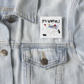 Badge Carré 5 Cm C'est les vacances de snowman d'hiver (En situation)