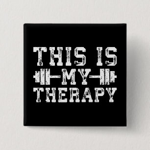 Badge Carré 5 Cm C'Est Ma Thérapie - Gym Workout Inspirational