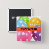 Badge Carré 5 Cm C'est mon anniversaire (Devant & derrière)