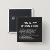 Badge Carré 5 Cm C'Est Mon Bouton Code Robe (Devant & derrière)