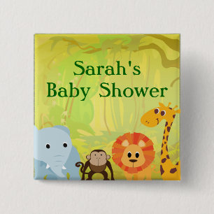 Badge Carré 5 Cm C'est un baby shower de jungle