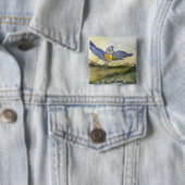 Badge Carré 5 Cm C'est un jour bleu d'oiseau (En situation)