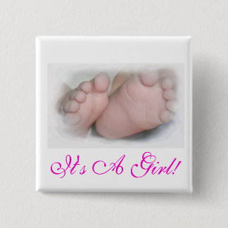 Badge Carré 5 Cm C'est une fille ! Bouton
