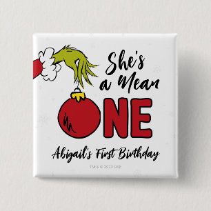 Badge Carré 5 Cm C'est une Mean One   Anniversaire de Grinch