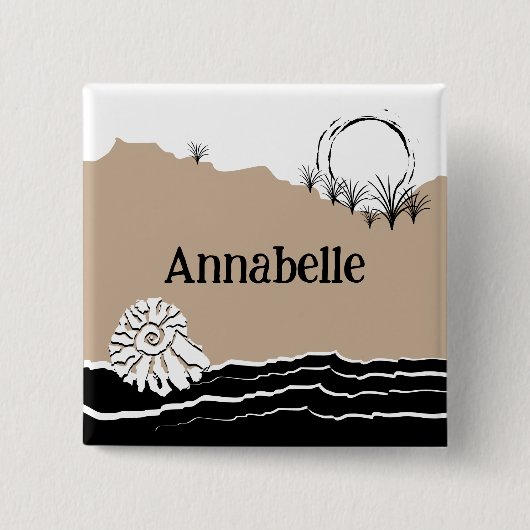 Badge Carré 5 Cm C'est une plage Anniversaire Nom de fête (Devant)