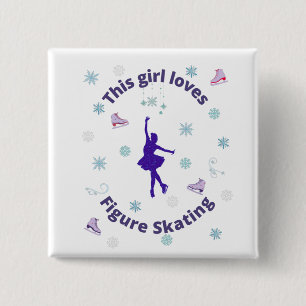 Badge Carré 5 Cm Cette fille adore le patinage artistique