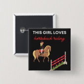 Badge Carré 5 Cm Cette Fille Aime L'Équitation (Devant & derrière)