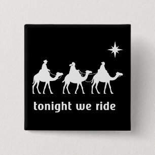 Badge Carré 5 Cm Cette nuit nous chevauchons Noël foi chrétienne ma