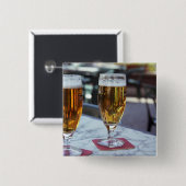 Badge Carré 5 Cm Chablis; deux bières cool à 42 degrés chauds été (Devant & derrière)