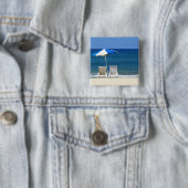 Badge Carré 5 Cm Chaises de plage (En situation)