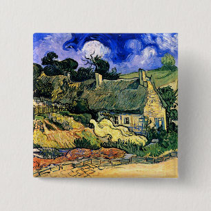 Badge Carré 5 Cm Chalets à Cordeville Van Gogh Art