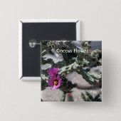 Badge Carré 5 Cm Challa Cactus en fleurs (Devant & derrière)