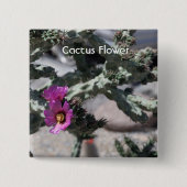 Badge Carré 5 Cm Challa Cactus en fleurs (Devant)