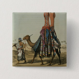 Badge Carré 5 Cm Chameau transportant une jeune mariée à son mari,