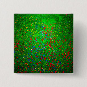 Badge Carré 5 Cm Champ de pavot Gustav Klimt