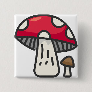 Badge Carré 5 Cm champignon