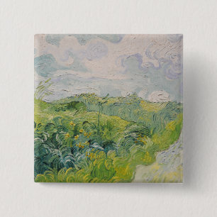 Badge Carré 5 Cm Champs de blé vert - Van Gogh - c1889