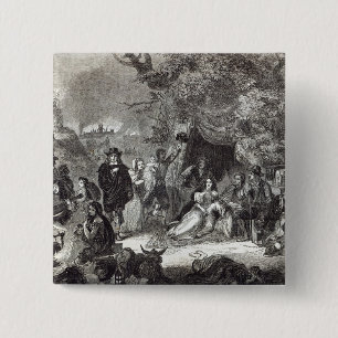 Badge Carré 5 Cm Champs de Highgate pendant le grand feu de Londres