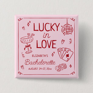 Badge Carré 5 Cm Chanceux en amour Bachelorette fantaisiste dessiné
