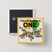 Badge Carré 5 Cm Chandails et cadeaux 1er anniversaire des singes (Devant & derrière)