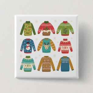 Badge Carré 5 Cm Chandails laids de Noël