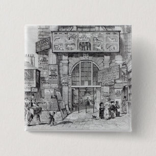 Badge Carré 5 Cm Changement d'Exeter montrant l'entrée