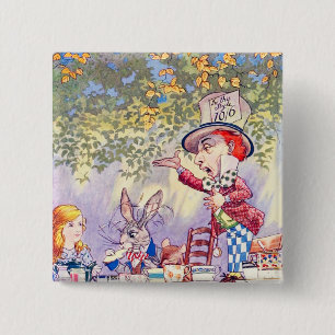 Badge Carré 5 Cm Chansons d'Alice : Un thé fou