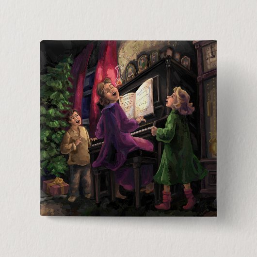 Badge Carré 5 Cm Chant de Noël le long (Devant)