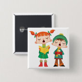 Badge Carré 5 Cm Chants de Noël de chant (Devant & derrière)