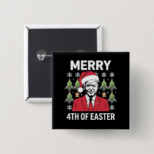 Badge Carré 5 Cm Chapeau de Noël de Joe Biden Santa Merry 4ème de P