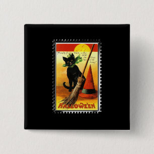 Badge Carré 5 Cm Chapeau de sorcière pour chat d'Halloween