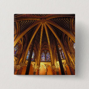 Badge Carré 5 Cm chapelle basse de La Sainte-Chapelle, Paris,