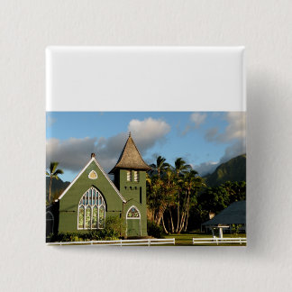 Badge Carré 5 Cm Chapelle du nord de rivage de Kauai Hawaï