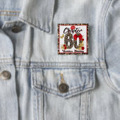 Badge Carré 5 Cm Chapitre 60 Léopard rouge et or 60e anniversaire (En situation)