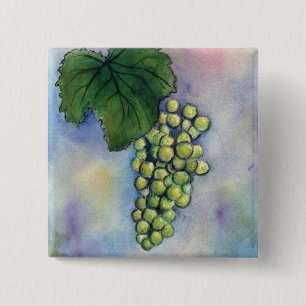 Badge Carré 5 Cm Chardonnay Wine Grapes Button