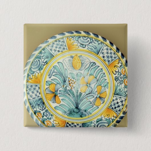 Badge Carré 5 Cm Chargeur de Bluedash Delftware, poterie de Lambeth (Devant)