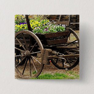 Badge Carré 5 Cm Chariot de Fleurs