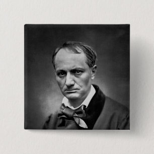 Badge Carré 5 Cm Charles Baudelaire - Photo Vintage 1878