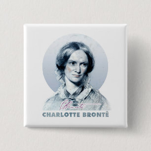 Badge Carré 5 Cm Charlotte Bronte Richmond Peinture Portrait