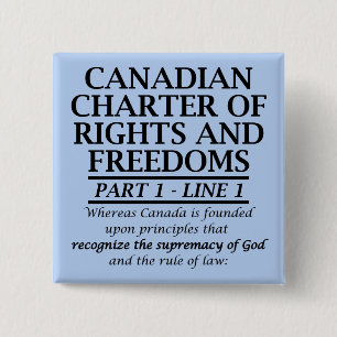 Badge Carré 5 Cm Charte canadienne Chrétien Canada Liberté Religion
