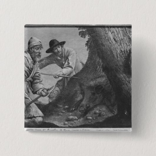 Badge Carré 5 Cm Chasse à verrat (Devant)