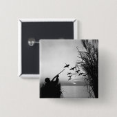 Badge Carré 5 Cm Chasse de canard d'homme (Devant & derrière)