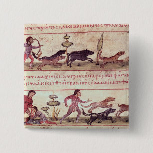 Badge Carré 5 Cm Chasse de cerfs communs
