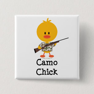 Badge Carré 5 Cm Chasse du bouton de poussin de Camo de fusil