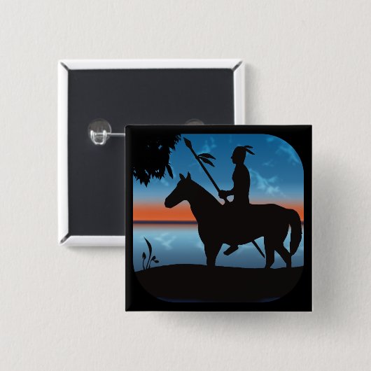Badge Carré 5 Cm Chasseur d'Apache (Devant & derrière)
